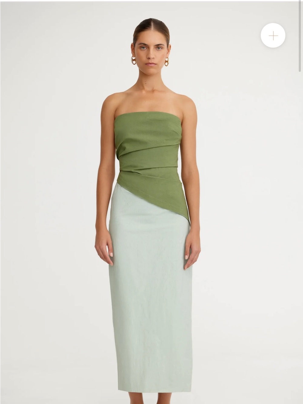 Significant Other Cecelia Strapless Two-Tone Green Midi Dress